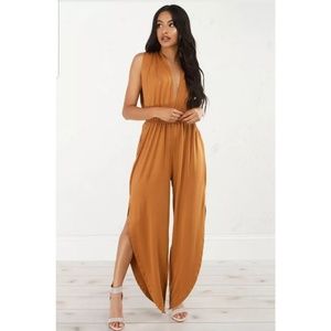 Akira Deep V-neckiline Jumpsuit Size L